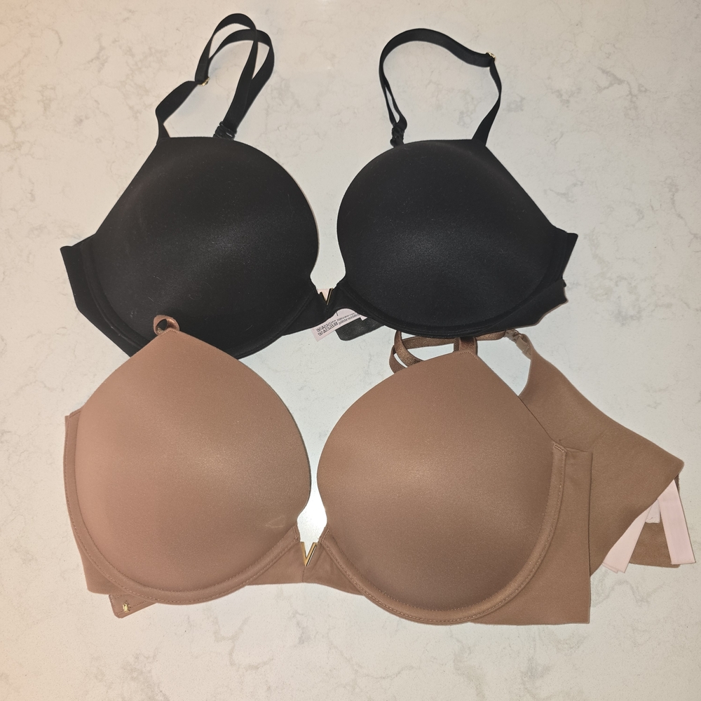 Victoria's Secret Black and Tan T-Shirt Bras with Adjustable Straps